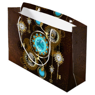 Grand Sac Cadeau Steampunk Arrière - plan rouillé avec des lentille