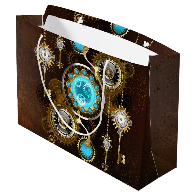 Grand Sac Cadeau Steampunk Arrière - plan rouillé avec des lentille (Dos Angle)