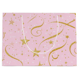 Grand Sac Cadeau Stellar Shine - Rose & Gold Star cadeau décoratif