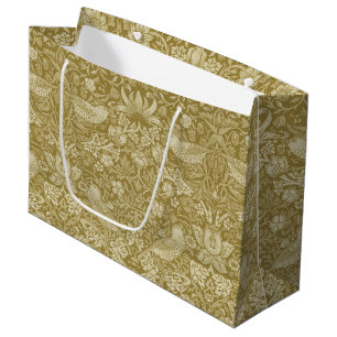 Grand Sac Cadeau Strawberry Thief Gold, William Morris Grand Cadeau