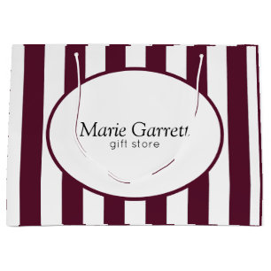 Grand Sac Cadeau Stripes Maroon Classique Personnalisées
