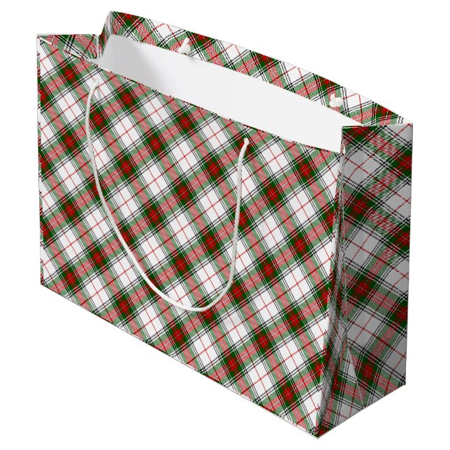Grand Sac Cadeau Stuart / Stewart tartan blanc rouge vert plaid (Dos Angle)