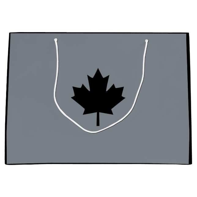 Grand Sac Cadeau Style canadien de feuille d'érable noire (Devant)