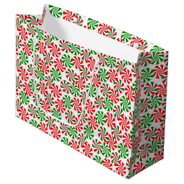 Grand Sac Cadeau Sucre de canne de menthe poivrée Motif (Devant Angle)