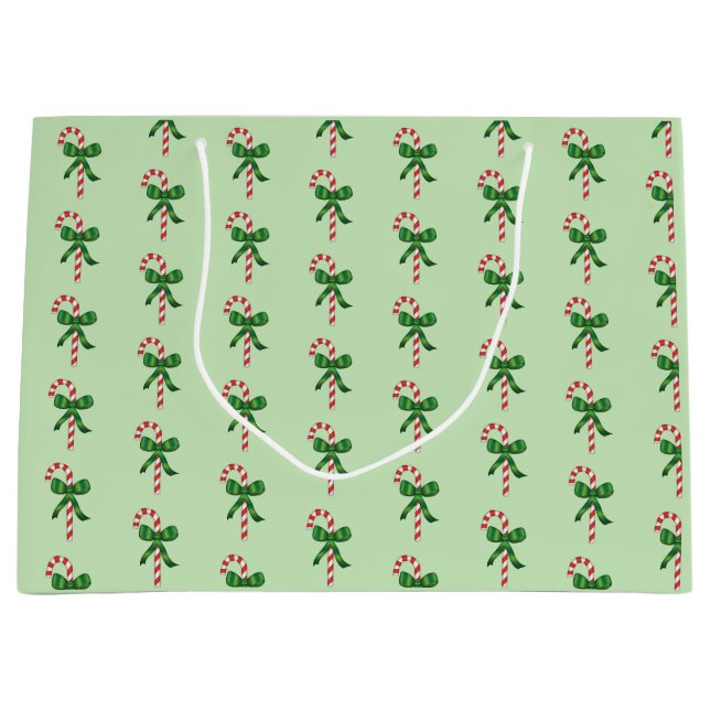 Grand Sac Cadeau Sucre de canne de Noël Motif (Devant)