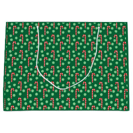 Grand Sac Cadeau Sucre de canne vert rouge Noël