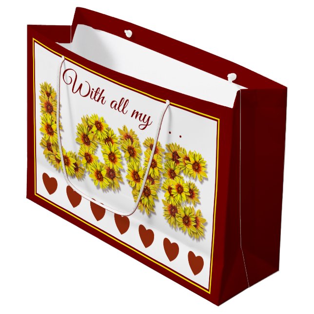 Grand Sac Cadeau Sunflower Love Gift Bag (Devant Angle)
