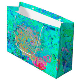 Grand Sac Cadeau Super Abstrait Rainbow Liquid Swirl