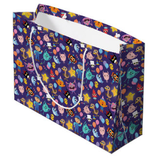Grand Sac Cadeau Super Simple Caractères Motif d'anniversaire