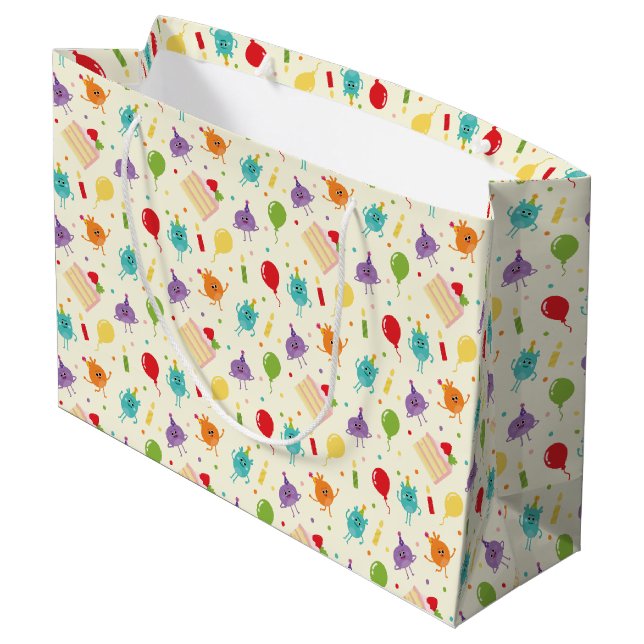 Grand Sac Cadeau Super simple | Motif de gâteau d'anniversaire (Dos Angle)