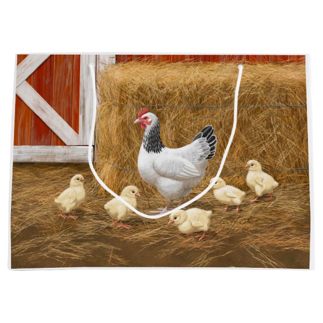 Grand Sac Cadeau Sussex Chicken Mama Hen et Chicks (Devant)