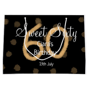 Grand Sac Cadeau Sweet Soixante ajouter nom date anniversaire Polka