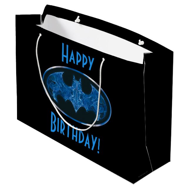 Grand Sac Cadeau Symbole de chauve-souris à fumée bleue (Dos Angle)
