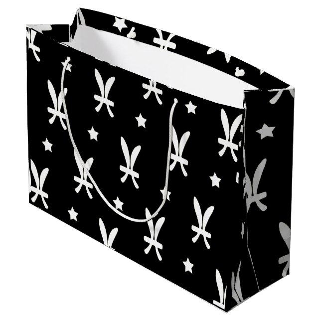 Grand Sac Cadeau Symbole zodiaque de Poissons et Motif d'étoiles (Dos Angle)