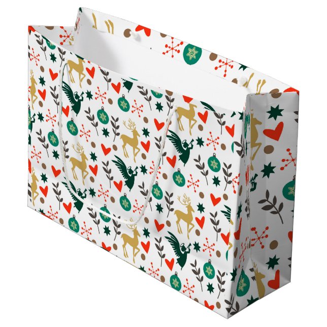 Grand Sac Cadeau Symboles de Noël motif (Devant Angle)