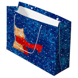 Grand Sac Cadeau Tabby aime la neige