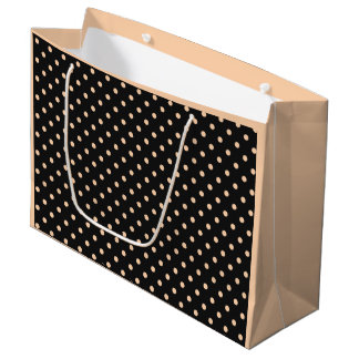 Grand Sac Cadeau Taches pêche abricot sur fond noir