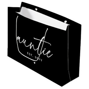 Grand Sac Cadeau Tante Elégante Typographie Nouvelle Tante