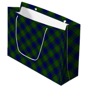 Grand Sac Cadeau tartan bleu vert à carreaux Colquhoun