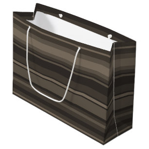 Grand Sac Cadeau Taupe bandes