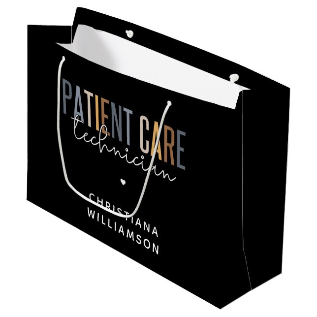 Grand Sac Cadeau Technicien en soins aux patients sur mesure Cadeau (Devant Angle)