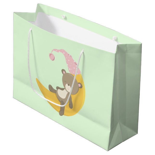 Grand Sac Cadeau Teddy Bear sur Crescent Moon (Devant Angle)