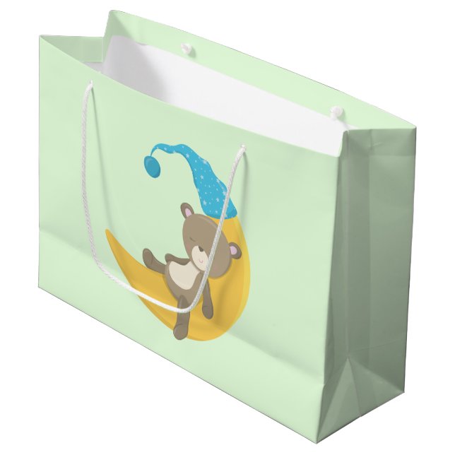 Grand Sac Cadeau Teddy Bear sur Crescent Moon (Devant Angle)