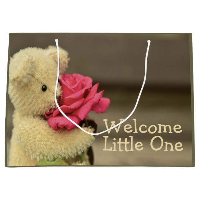 Grand Sac Cadeau Teddy Bear Welcome Baby (Devant)
