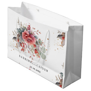 Grand Sac Cadeau Teinte de rose saumon pêche bleu poussiéreux maria