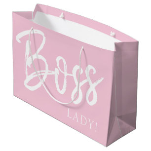 Grand Sac Cadeau Tendance moderne patron dame citation script rose