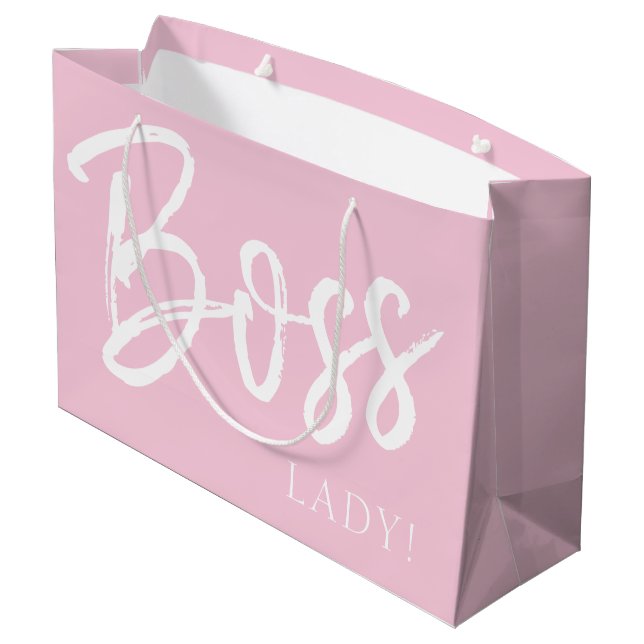 Grand Sac Cadeau Tendance moderne patron dame citation script rose (Dos Angle)