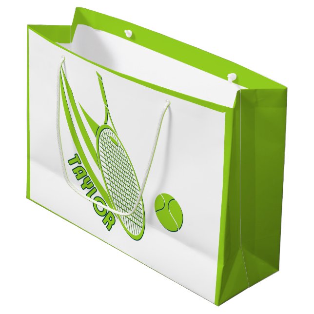 Grand Sac Cadeau Tennis personnalisé avec nom (Devant Angle)