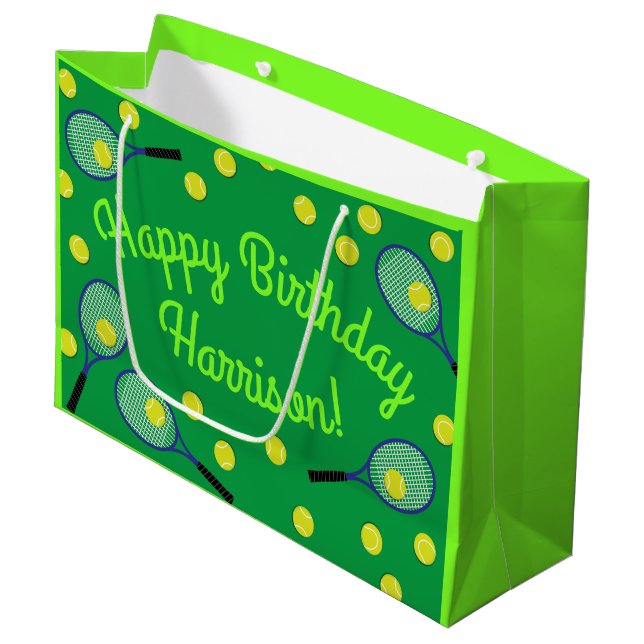 Grand Sac Cadeau Tennis Sports Anniversaire (Devant Angle)