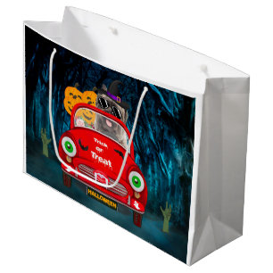 Grand Sac Cadeau Terrier Cairn Conduisant une Voiture Halloween Eff