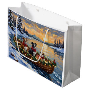 Grand Sac Cadeau Terrier Staffordshire américain bateau de Noël