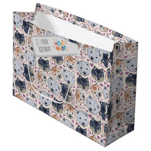 Grand Sac Cadeau Tête de dessin à main Shiba Inu