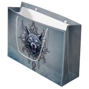 Grand Sac Cadeau Tête de loup mystique.