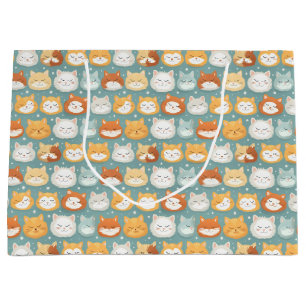 Grand Sac Cadeau Têtes de chat à tête blanche