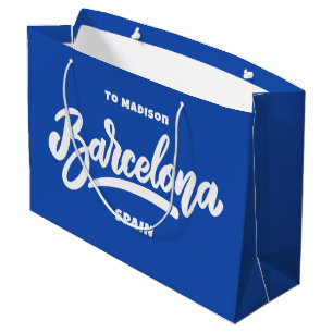 Grand Sac Cadeau Texte personnalisé et couleur Barcelone