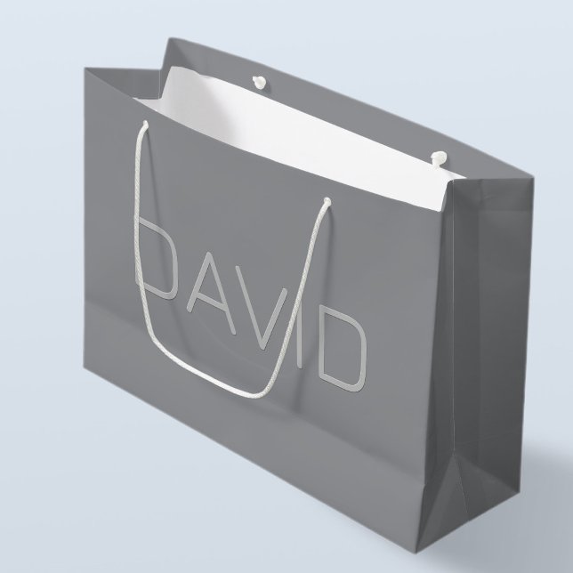 Grand Sac Cadeau Texte simple à 3 dimensions | Gray (Créateur téléchargé)