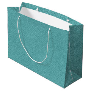 Grand Sac Cadeau Texture de fausse lin turquoise-verte