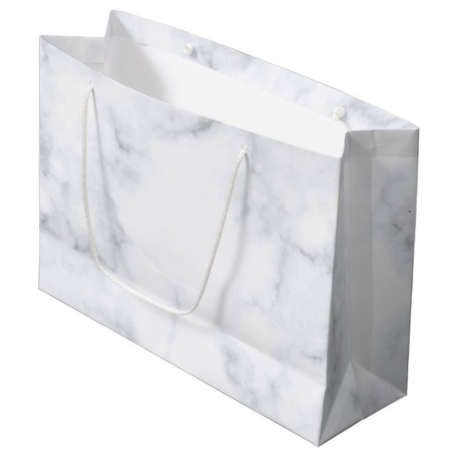 Grand Sac Cadeau Texture en faux marbre gris (Devant Angle)