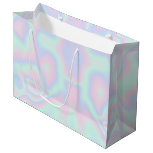 Grand Sac Cadeau Texture holographique Liquide Faux