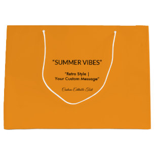 Grand Sac Cadeau Texture Orange Rétro – Art pour l'ambiance estival