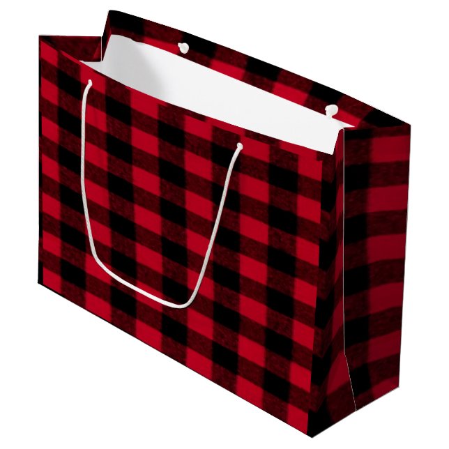 Grand Sac Cadeau Texture rouge de bûcheron de plaid de Buffalo de (Devant Angle)