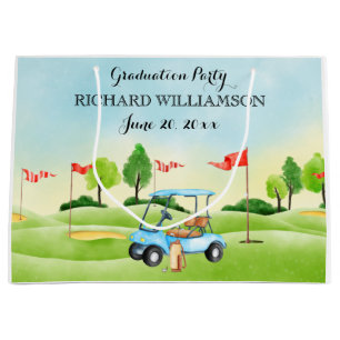 Grand Sac Cadeau Thème de golf de la fête de graduation