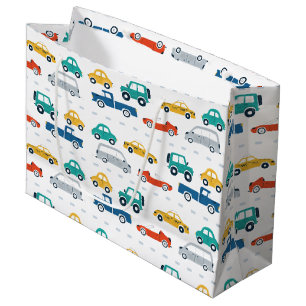 Grand Sac Cadeau Thème de transport papier d'enveloppement d'annive