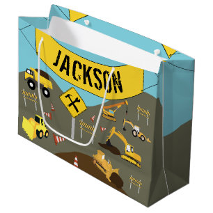 Grand Sac Cadeau Thème du site des camions de construction