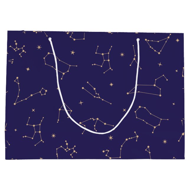 Grand Sac Cadeau Thème Solareclipse étoile d'or céleste (Dos)