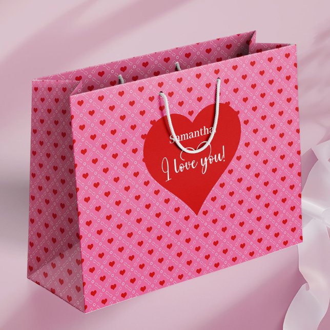 Grand Sac Cadeau Timeless Love Hearts I Love You Personalized Gift  (Timeless Love Hearts I Love You Personalized Gift Bag)